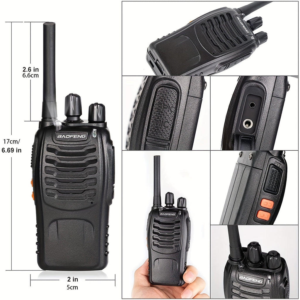2 Pcs | Handheld Two-Way Radio | LED Indicators | Integrated Antenna | For Security, Retail, Events, Studios | Multipurpose