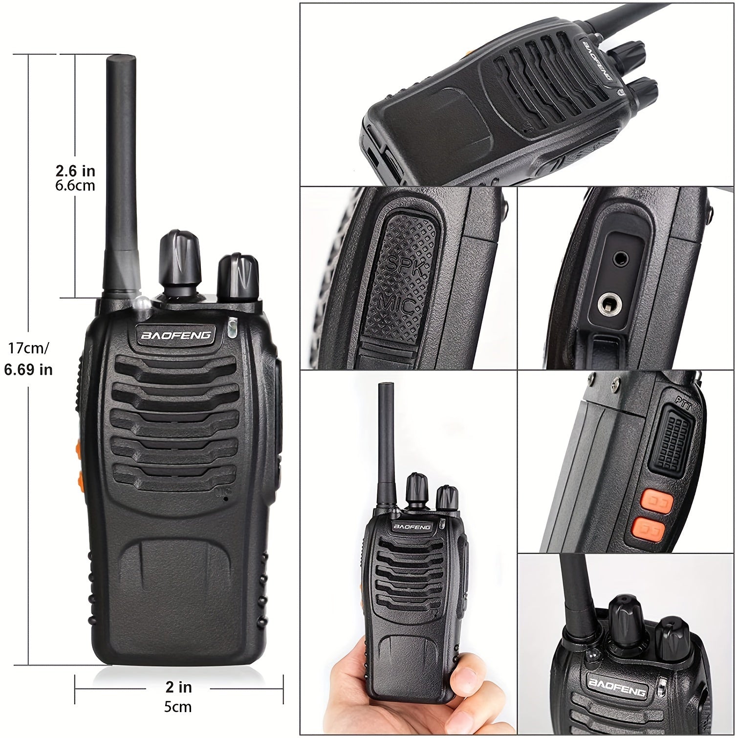 2 Pcs | Handheld Two-Way Radio | LED Indicators | Integrated Antenna | For Security, Retail, Events, Studios | Multipurpose