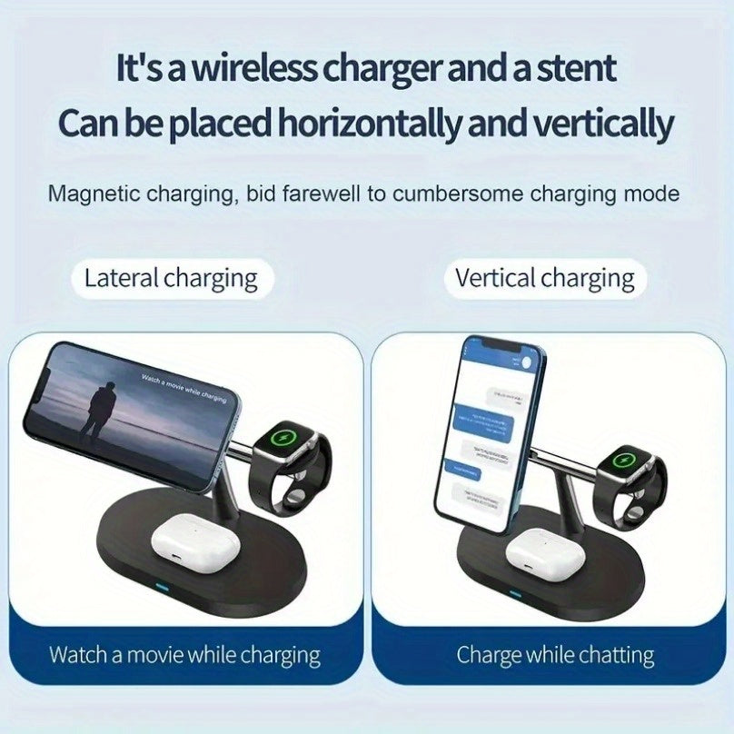 3-in-1 Magnetic Wireless Charging Stand – Fast Charger for iPhone, Apple Watch & AirPods