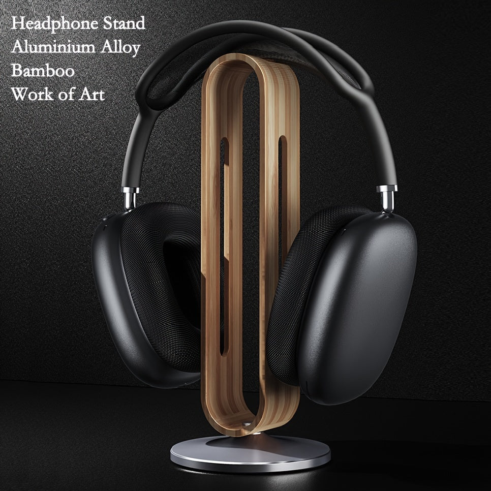 Bamboo Headphone Holder | Metal Base | Silicone Accents | Minimalist Design