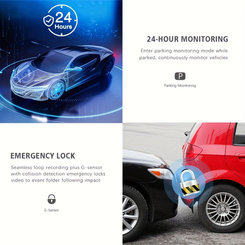 1080P Dual Dash Cam | Front & Inside Car Camera with 170° Wide Angle, Night Vision, 24h Parking Monitor, Loop Recording & G-Sensor