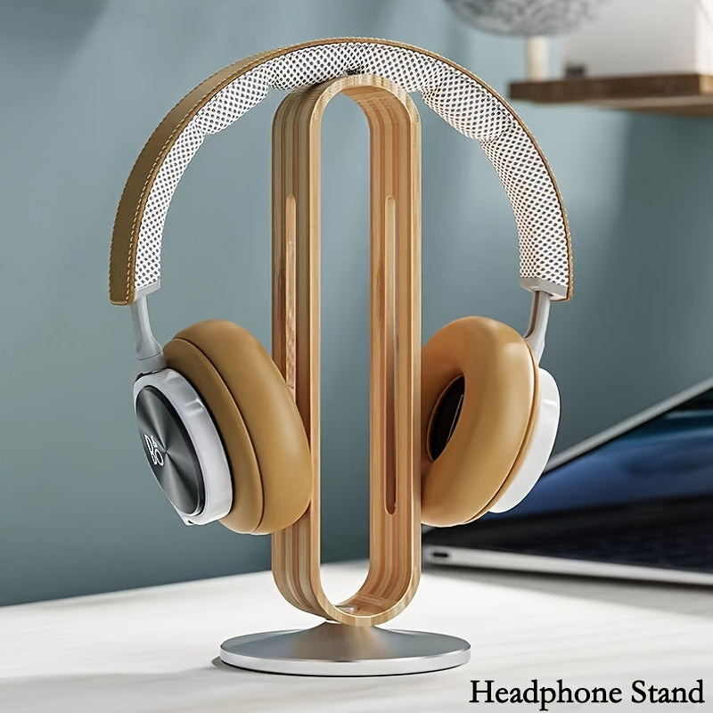 Bamboo Headphone Holder | Metal Base | Silicone Accents | Minimalist Design