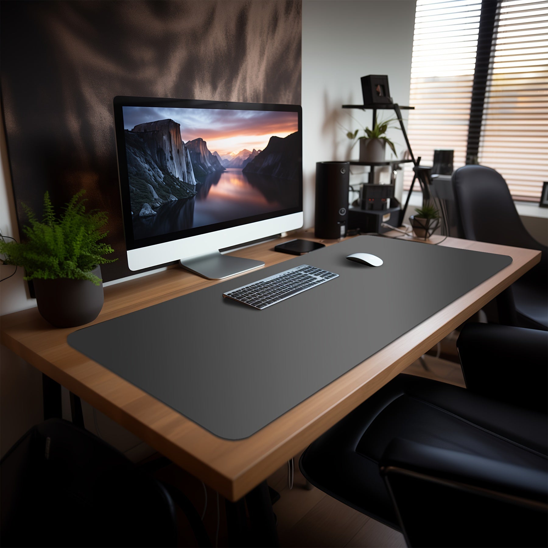 Premium | Black Faux Leather Desk Mat | Large Mouse Pad for Office & Home | Multiple Sizes Available