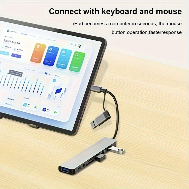 8-Port USB-C Aluminium Hub | USB 3.0, USB 2.0, SD/TF Card Reader & Audio Jack for MacBook, iPad, Laptops