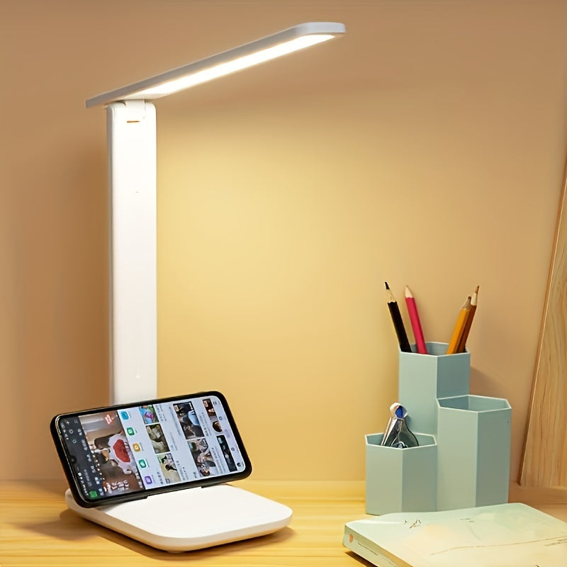 USB LED Desk Lamp | Touch Dimmable with Phone Holder & Eye-Care Light