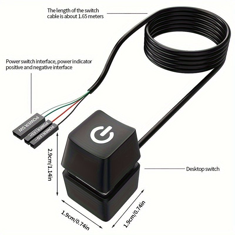 External Desktop Power Switch | PC Start Button with Extension Cord