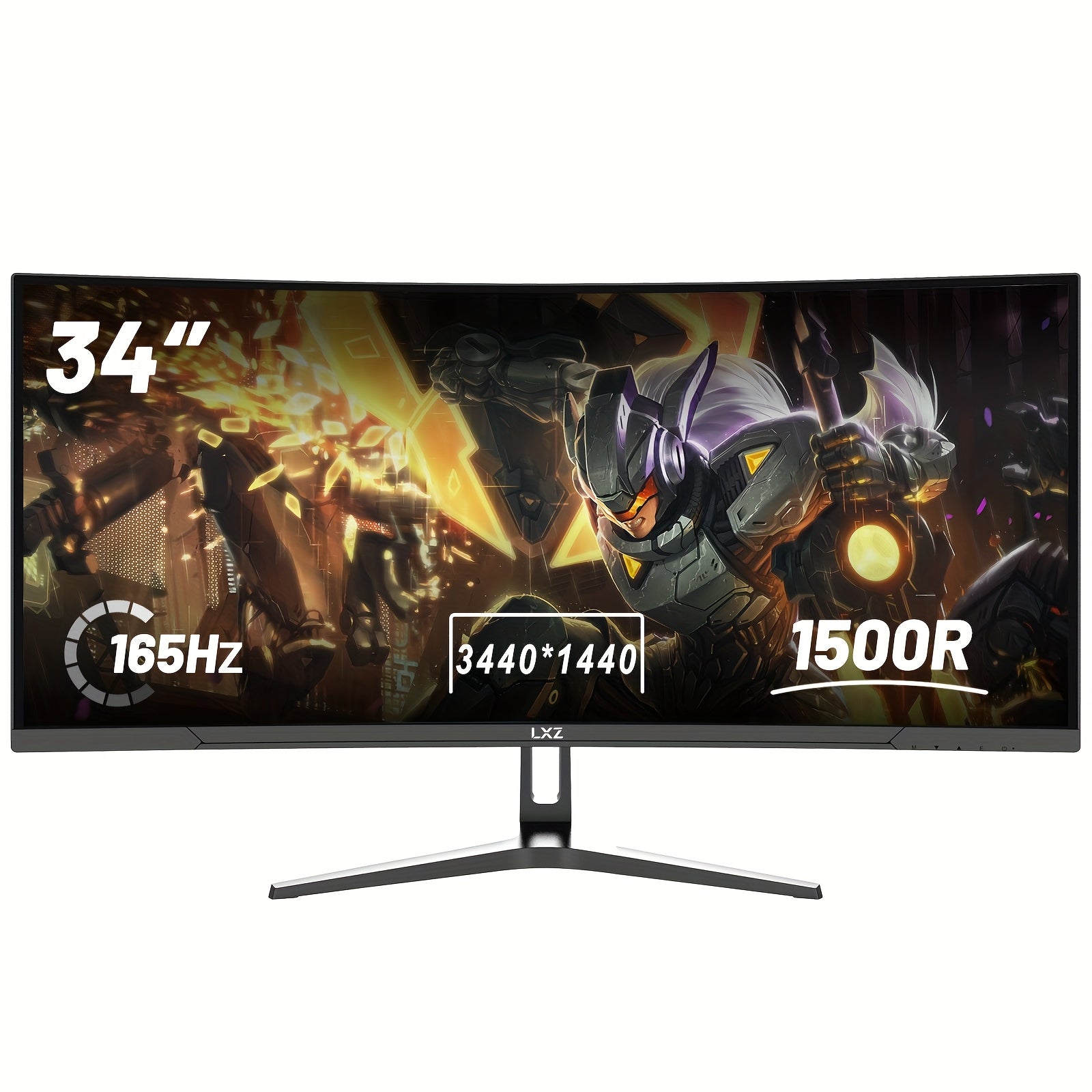 LXZ 34inch 21:9 UWQHD (3440x1440) | 165Hz PC Screen, 1500R Ultra-wide Curved Gaming Monitor, 1ms, FreeSync, 178° Wide Viewing Angle