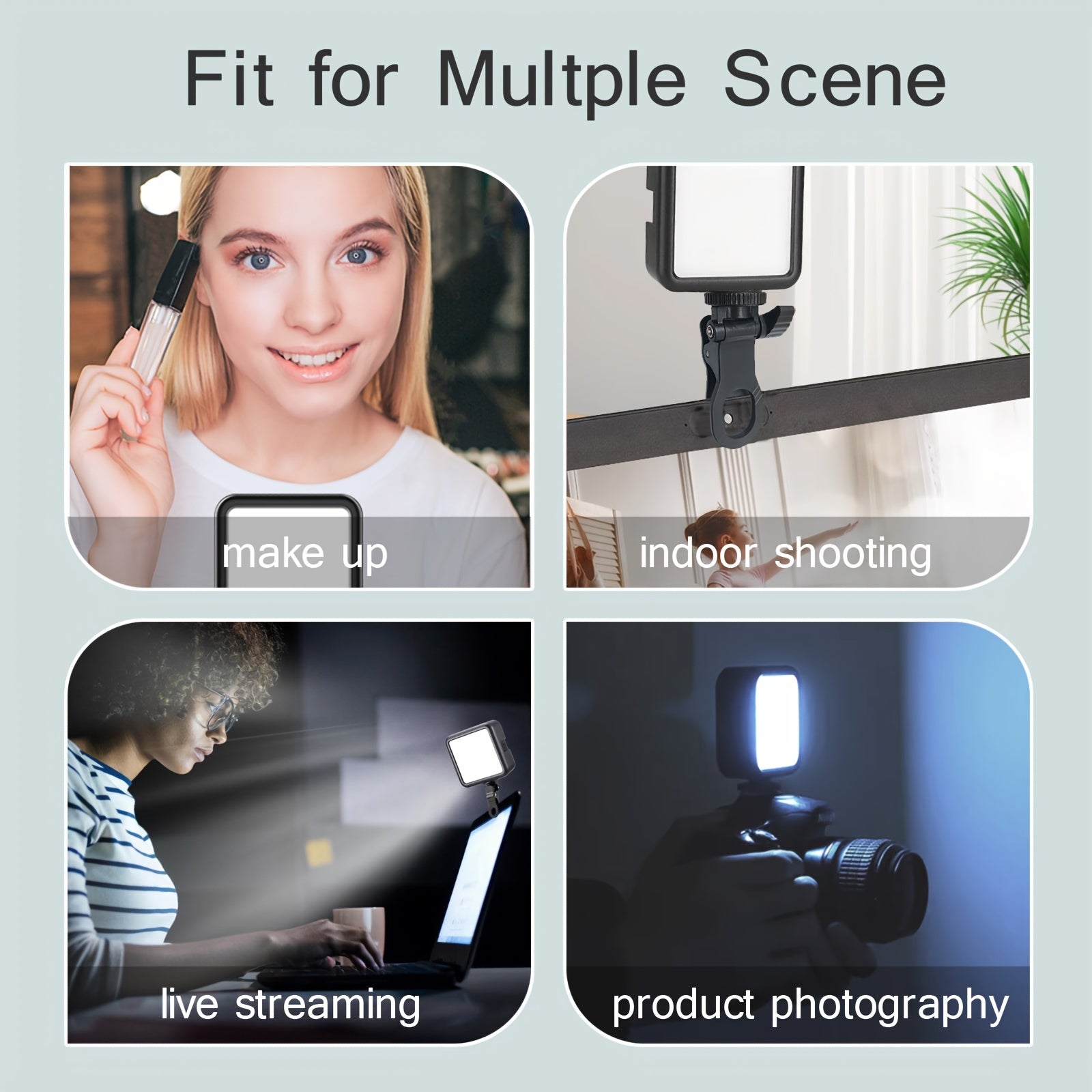 Rechargeable LED Clip Light | Adjustable 3000K-6000K | For Selfies, Video & Studio
