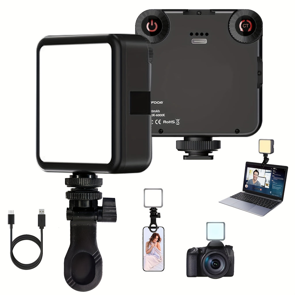Rechargeable LED Clip Light | Adjustable 3000K-6000K | For Selfies, Video & Studio