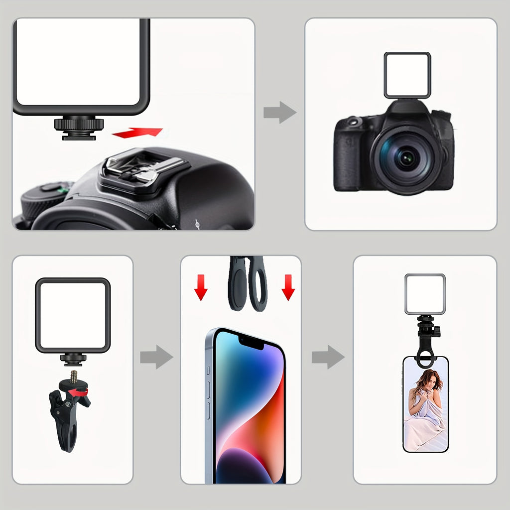 Rechargeable LED Clip Light | Adjustable 3000K-6000K | For Selfies, Video & Studio