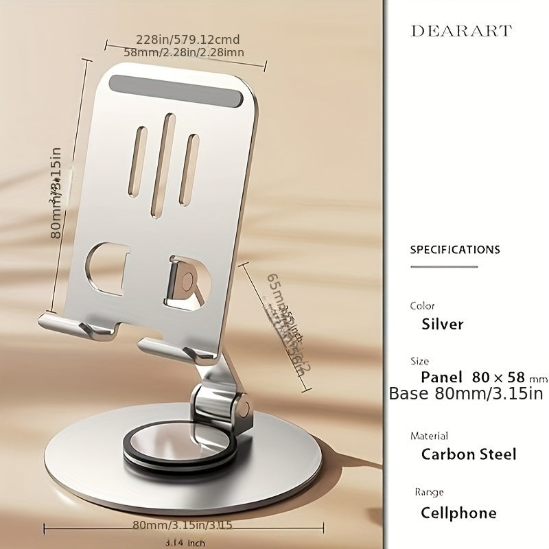 Metal 360° Rotatable Phone Holder | Foldable and Adjustable | For Desktop | Live Streaming | Development