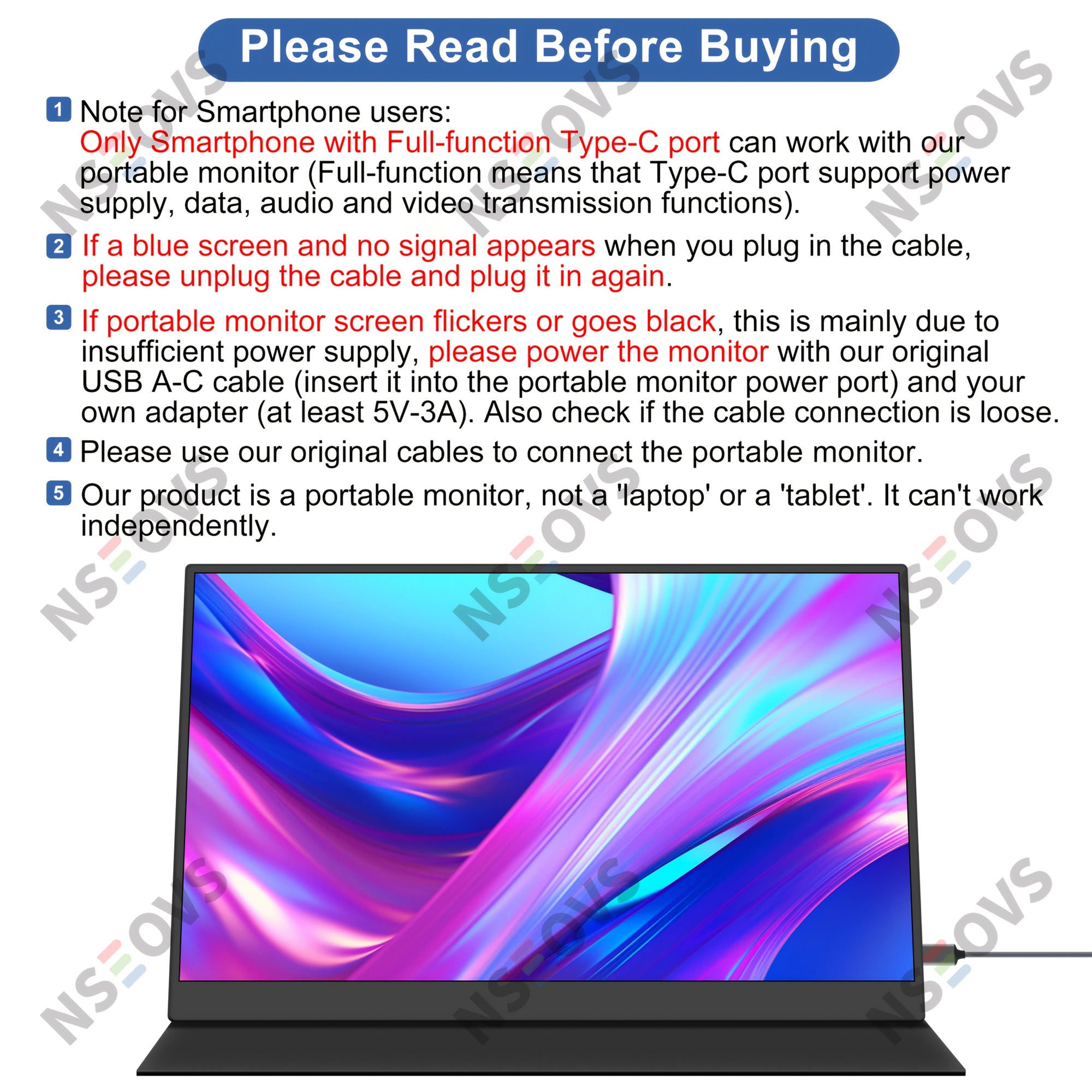 NSEOVS 15.6″ 1080P Portable IPS Monitor with HDR, Dual Speakers & Smart Cover | External Display for PC, Laptop, Phone & Gaming