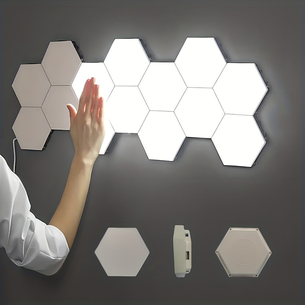 DIY Hexagonal LED Wall Light Set | 6-Pack | USB Powered Up-Lighting | Wall-Mounted