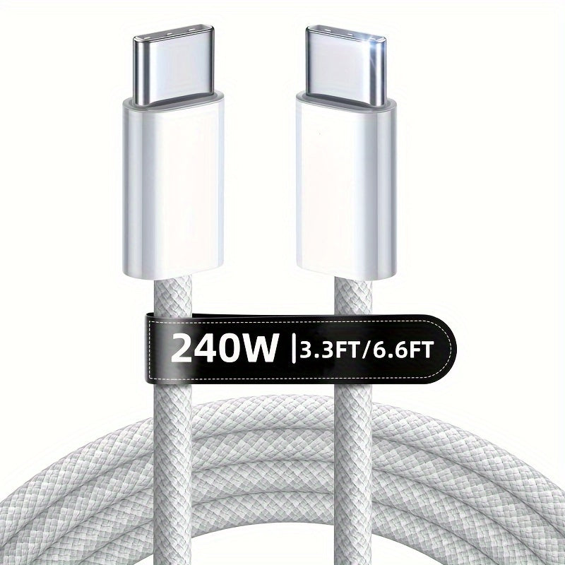 240W USB-C PD Fast Charging Cable | Nylon Braided | 3.3ft/6.6ft for MacBook, iPhone 15, Samsung | Multipurpose
