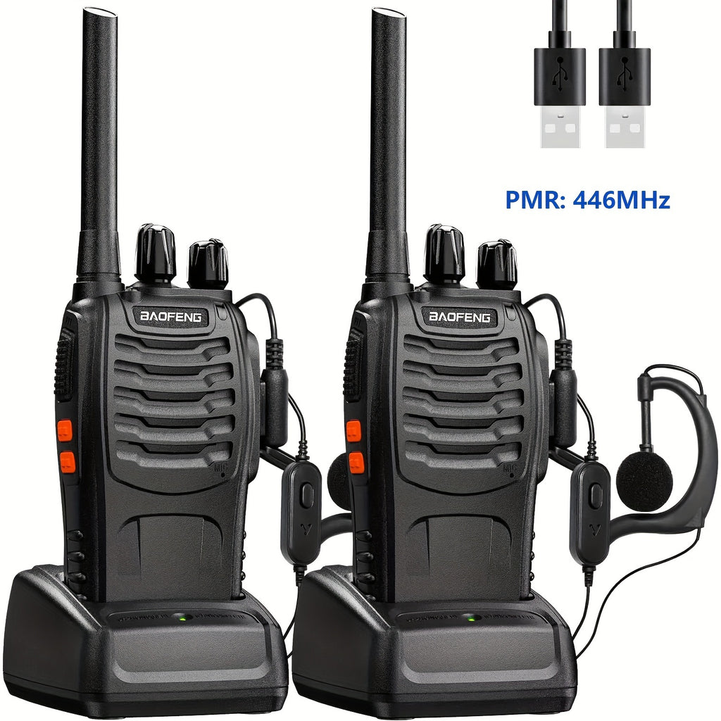 2 Pcs | Handheld Two-Way Radio | LED Indicators | Integrated Antenna | For Security, Retail, Events, Studios | Multipurpose