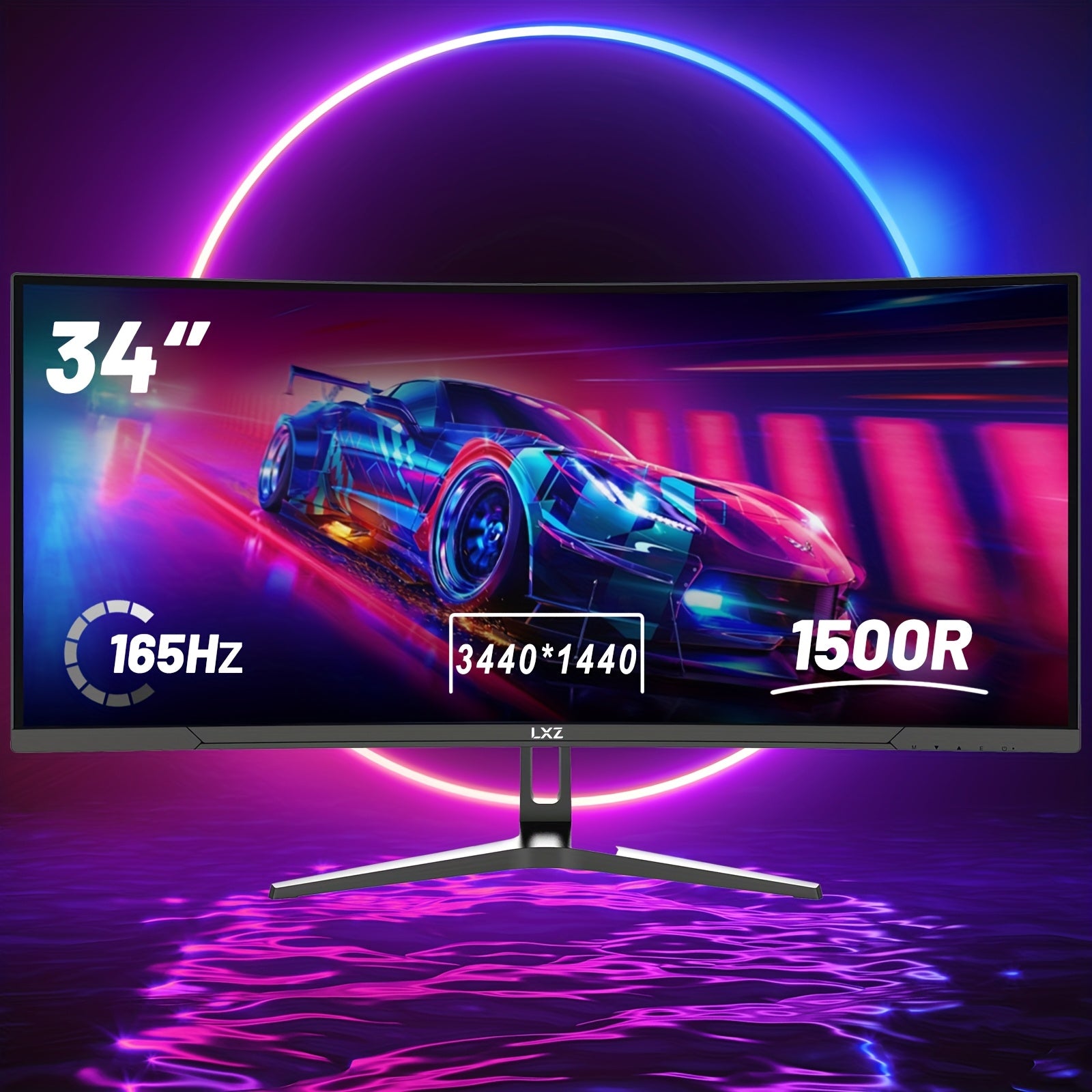 LXZ 34inch 21:9 UWQHD (3440x1440) | 165Hz PC Screen, 1500R Ultra-wide Curved Gaming Monitor, 1ms, FreeSync, 178° Wide Viewing Angle