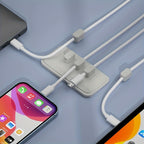 5-Pack Magnetic Cable Clips | Desk Cord Organizer for USB-C, Lightning & Micro Cables, Multi-Surface Adhesive