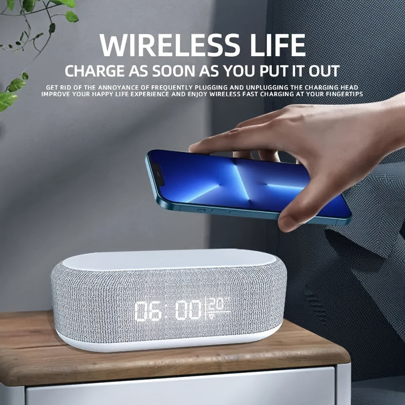 4-in-1 Alarm Clock | Digital Display | Night Light & Wireless Charger | USB-C | 3 Light Modes | Travel-Friendly