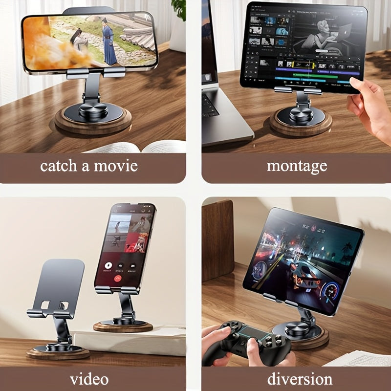 Carbon Steel Phone & Tablet Stand | Foldable | Adjustable | 360° Rotation