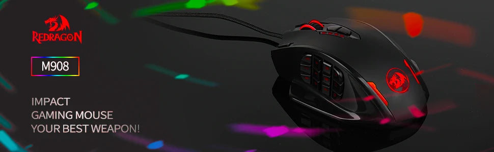 Redragon M908 Gaming Mouse 18 Programmable Mouse Buttons 12400 DPI