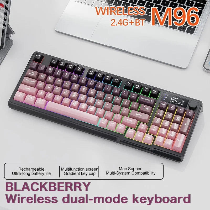 FreeWolf M96 Wireless Mechanical Keyboard | Dual Mode (BT/2.4G) | OLED Screen