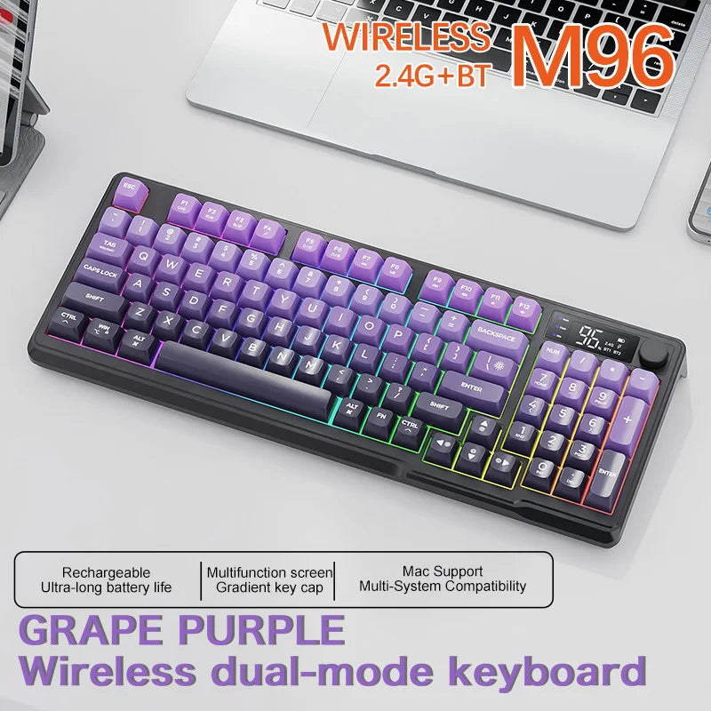 FreeWolf M96 Wireless Mechanical Keyboard | Dual Mode (BT/2.4G) | OLED Screen