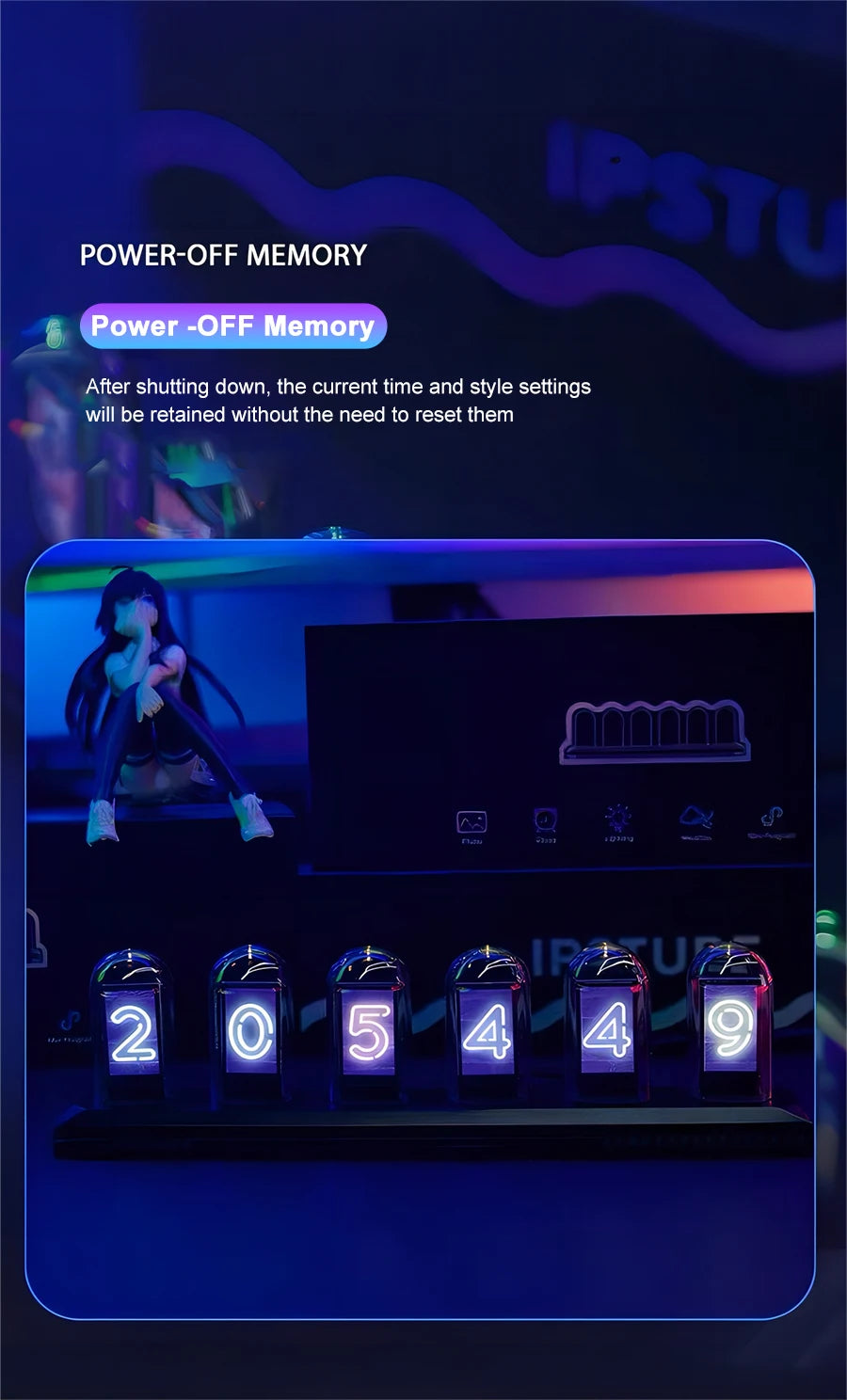 RGB Nixie Tube Clock with IPS Display – Unique Desktop & Gaming Room Decor