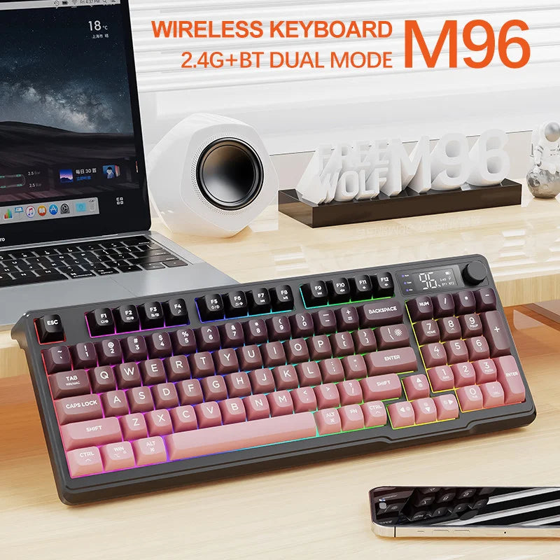 FreeWolf M96 Wireless Mechanical Keyboard | Dual Mode (BT/2.4G) | OLED Screen