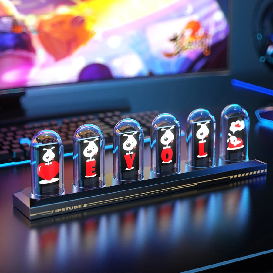 RGB Nixie Tube Clock with IPS Display – Unique Desktop & Gaming Room Decor