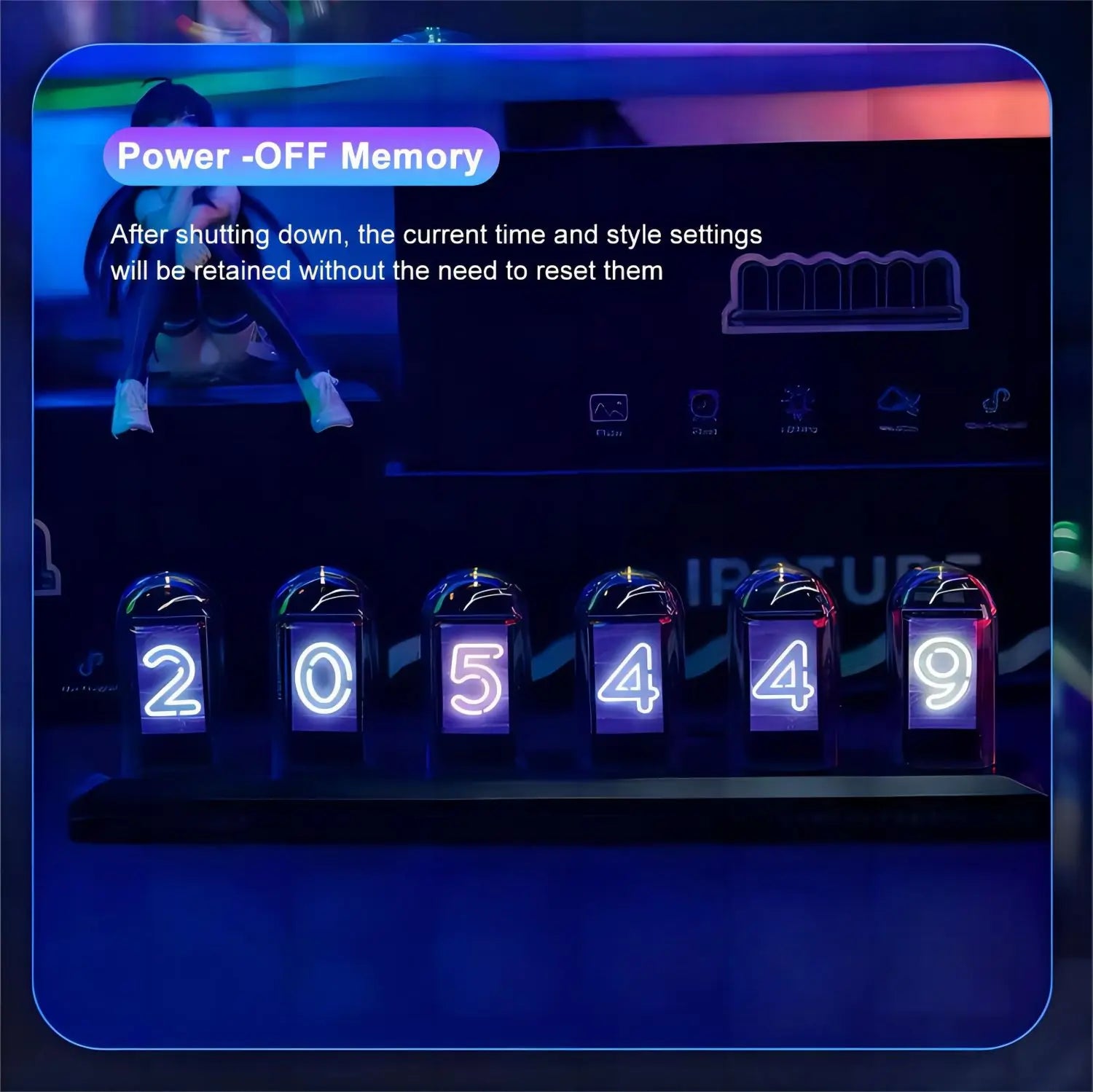 RGB Nixie Tube Clock with IPS Display – Unique Desktop & Gaming Room Decor