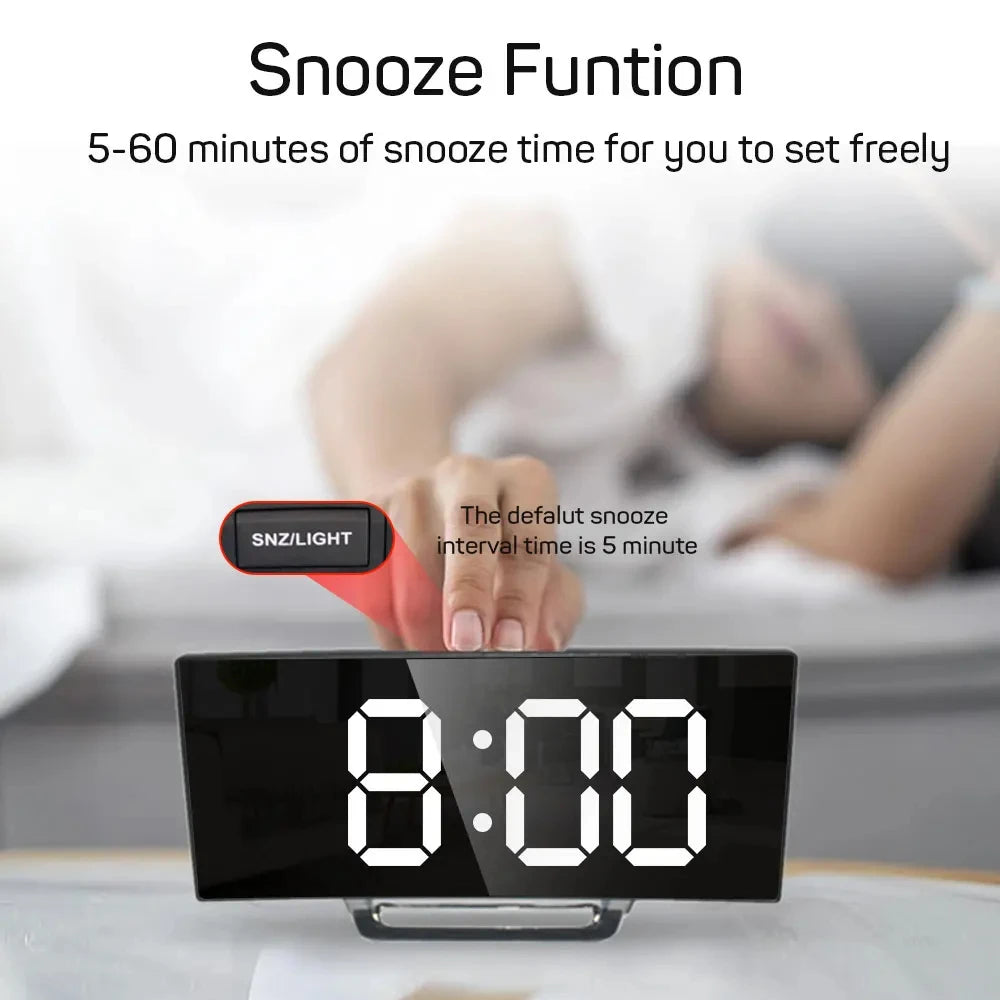 Sleek Modern Digital Mirror Alarm Clock