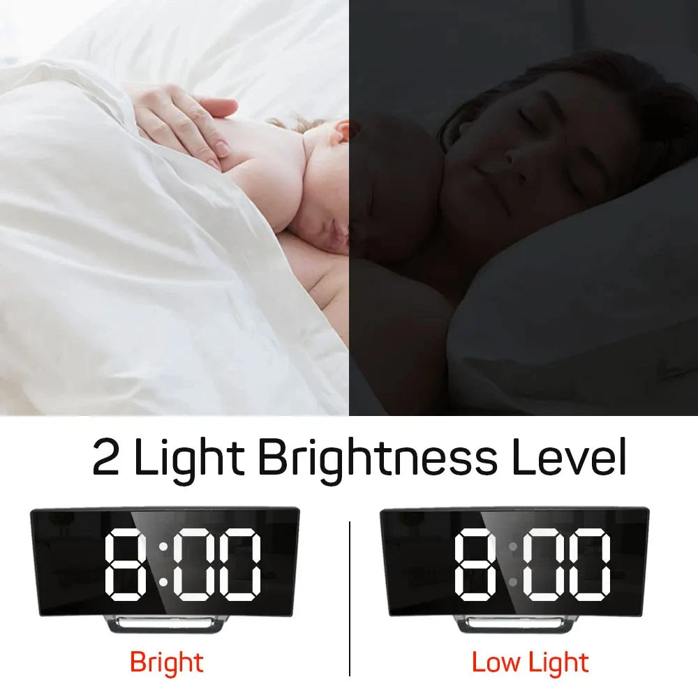 Sleek Modern Digital Mirror Alarm Clock