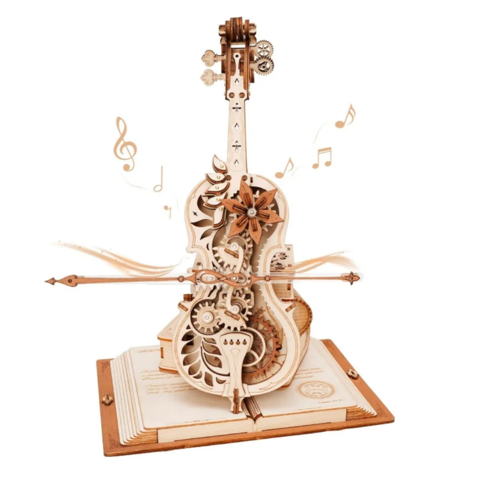 ROBOTIME 3D Wooden Puzzle | ROKR Funny Magic Cello Mechanical Music Instrument Creative Toys for Child  AMK63
