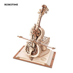 ROBOTIME 3D Wooden Puzzle | ROKR Funny Magic Cello Mechanical Music Instrument Creative Toys for Child  AMK63
