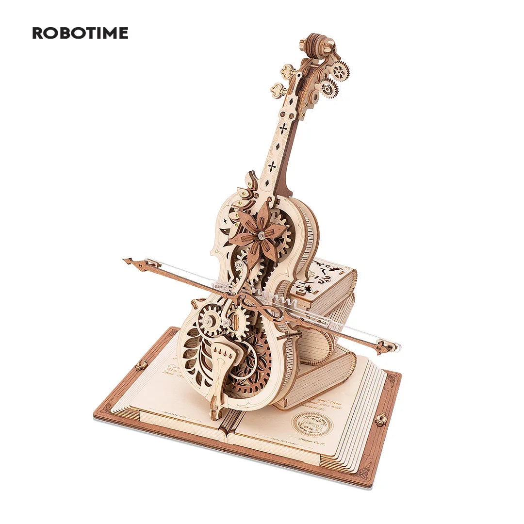 ROBOTIME 3D Wooden Puzzle | ROKR Funny Magic Cello Mechanical Music Instrument Creative Toys for Child  AMK63