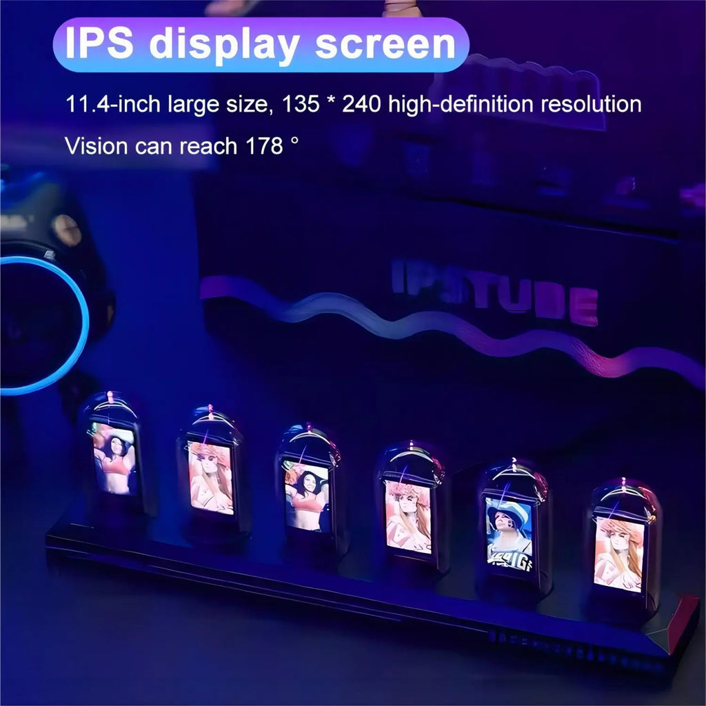 RGB Nixie Tube Clock with IPS Display – Unique Desktop & Gaming Room Decor