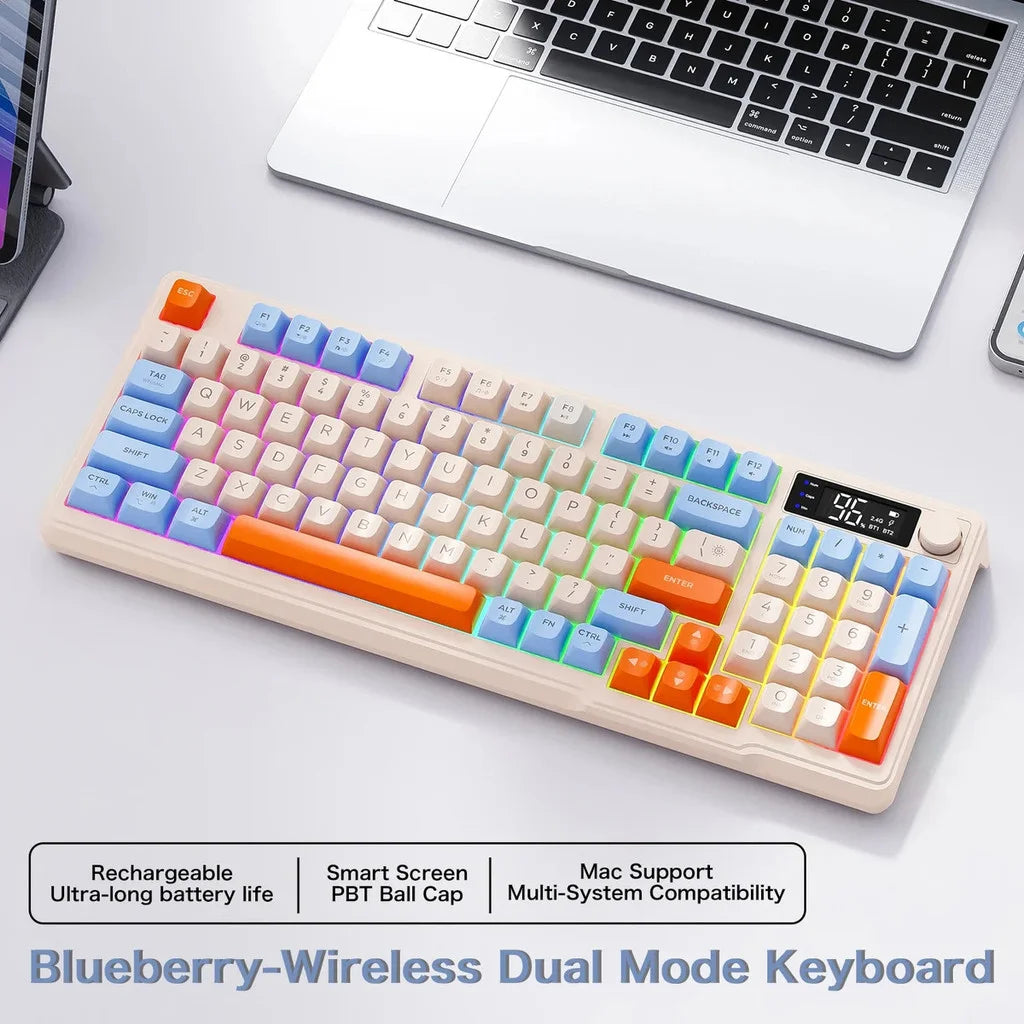 FreeWolf M96 Wireless Mechanical Keyboard | Dual Mode (BT/2.4G) | OLED Screen