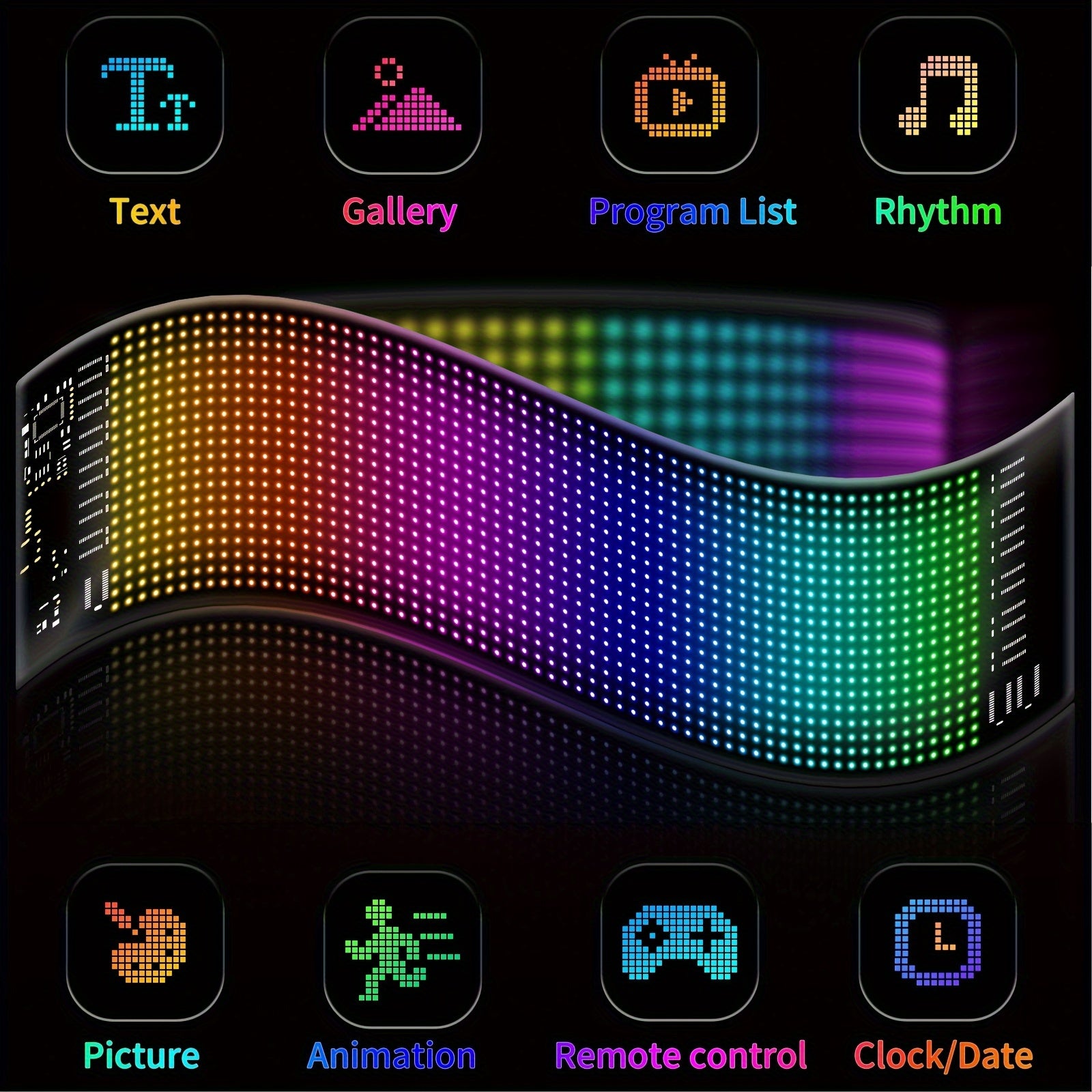 Flexible LED Pixel Display | Programmable RGB Night Light with App Control for Wall, Desk, Gaming & Decor