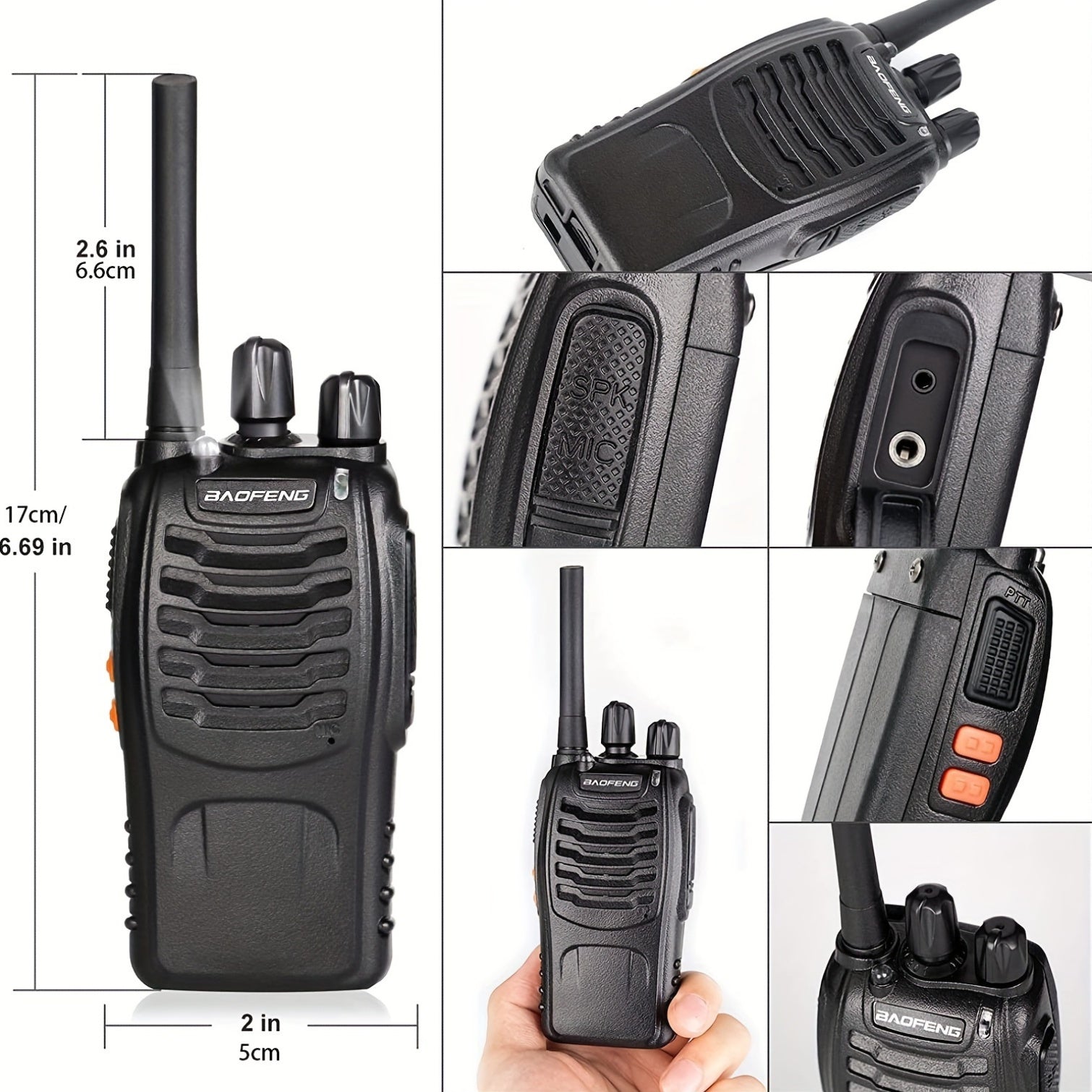 2 Pcs | Handheld Two-Way Radio | LED Indicators | Integrated Antenna | For Security, Retail, Events, Studios | Multipurpose
