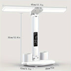 Multifunction LED Touch Desk Lamp | Foldable Dual-Head with Clock, Calendar & USB Cable
