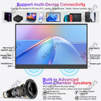 NSEOVS 15.6″ 1080P Portable IPS Monitor with HDR, Dual Speakers & Smart Cover | External Display for PC, Laptop, Phone & Gaming