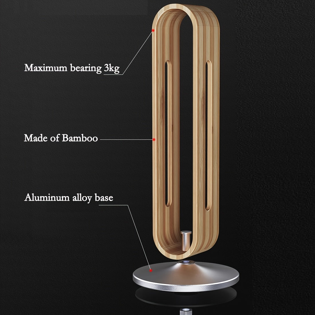 Bamboo Headphone Holder | Metal Base | Silicone Accents | Minimalist Design