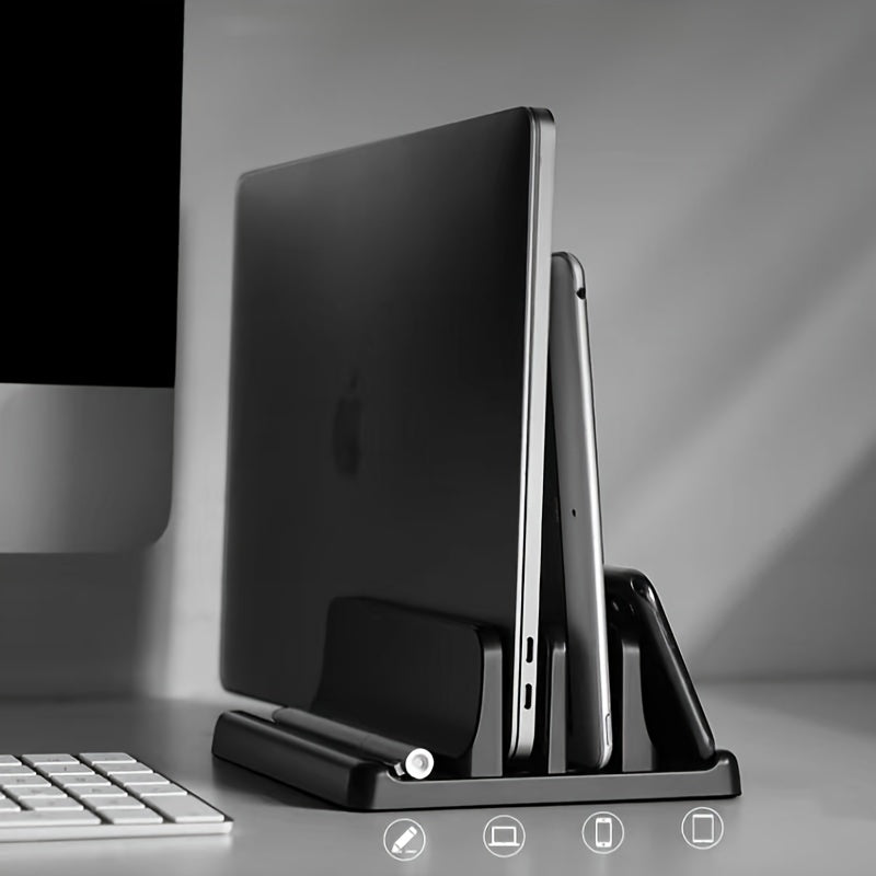 Space-Saving Laptop Holder Stand | Vertical Storage Rack | For Macbook, iPad, Tablet | Compact