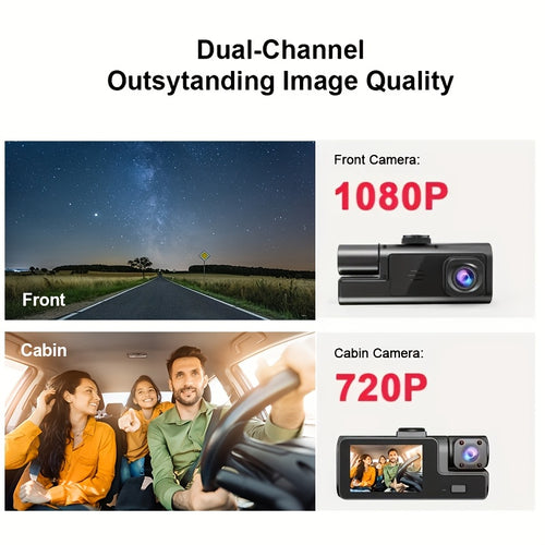 1080P Dual Dash Cam | Front & Inside Car Camera with 170° Wide Angle, Night Vision, 24h Parking Monitor, Loop Recording & G-Sensor