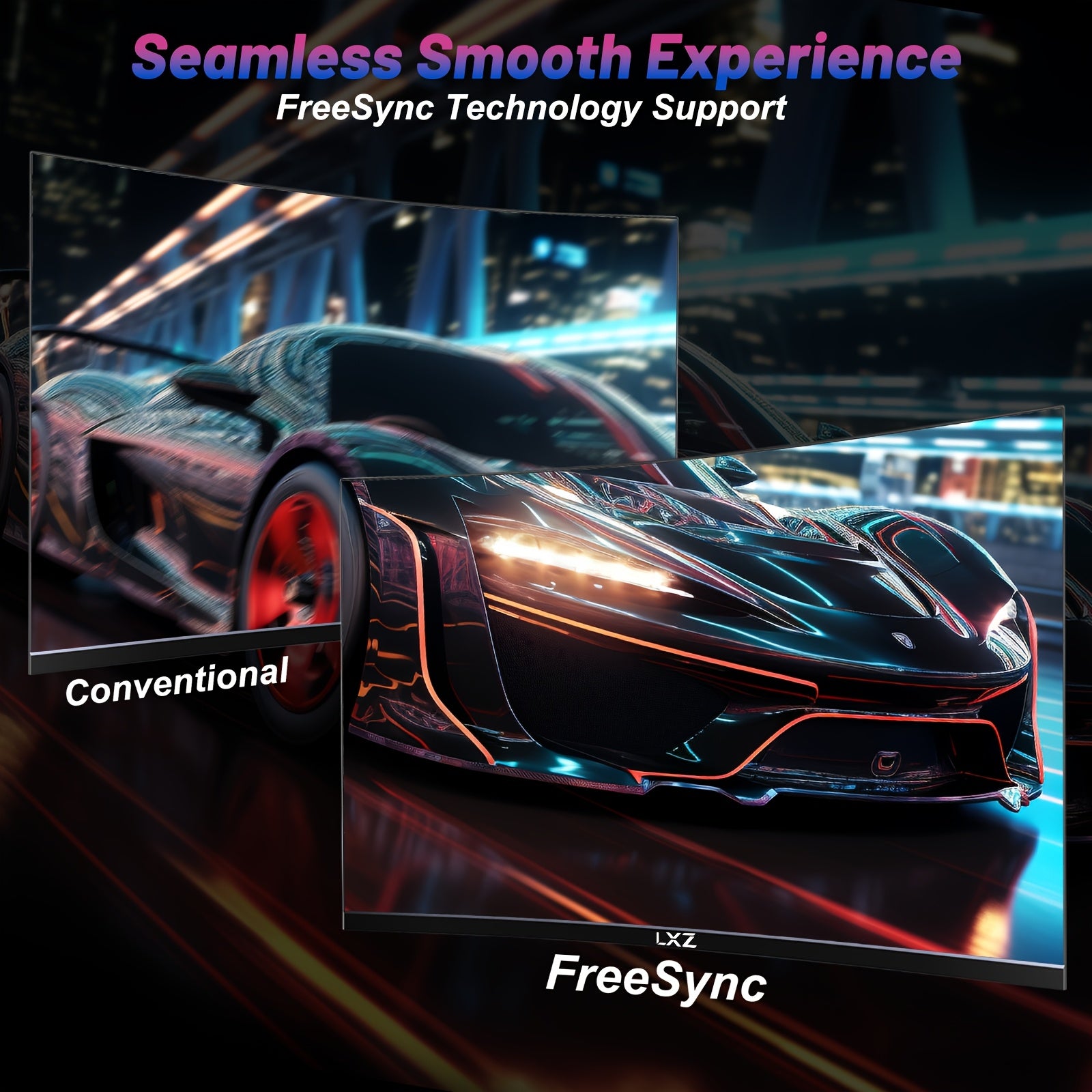 LXZ 32″ Curved Gaming Monitor | 180Hz QHD 2560x1440P Frameless Display with FreeSync, Eye Care & Wall Mount Support