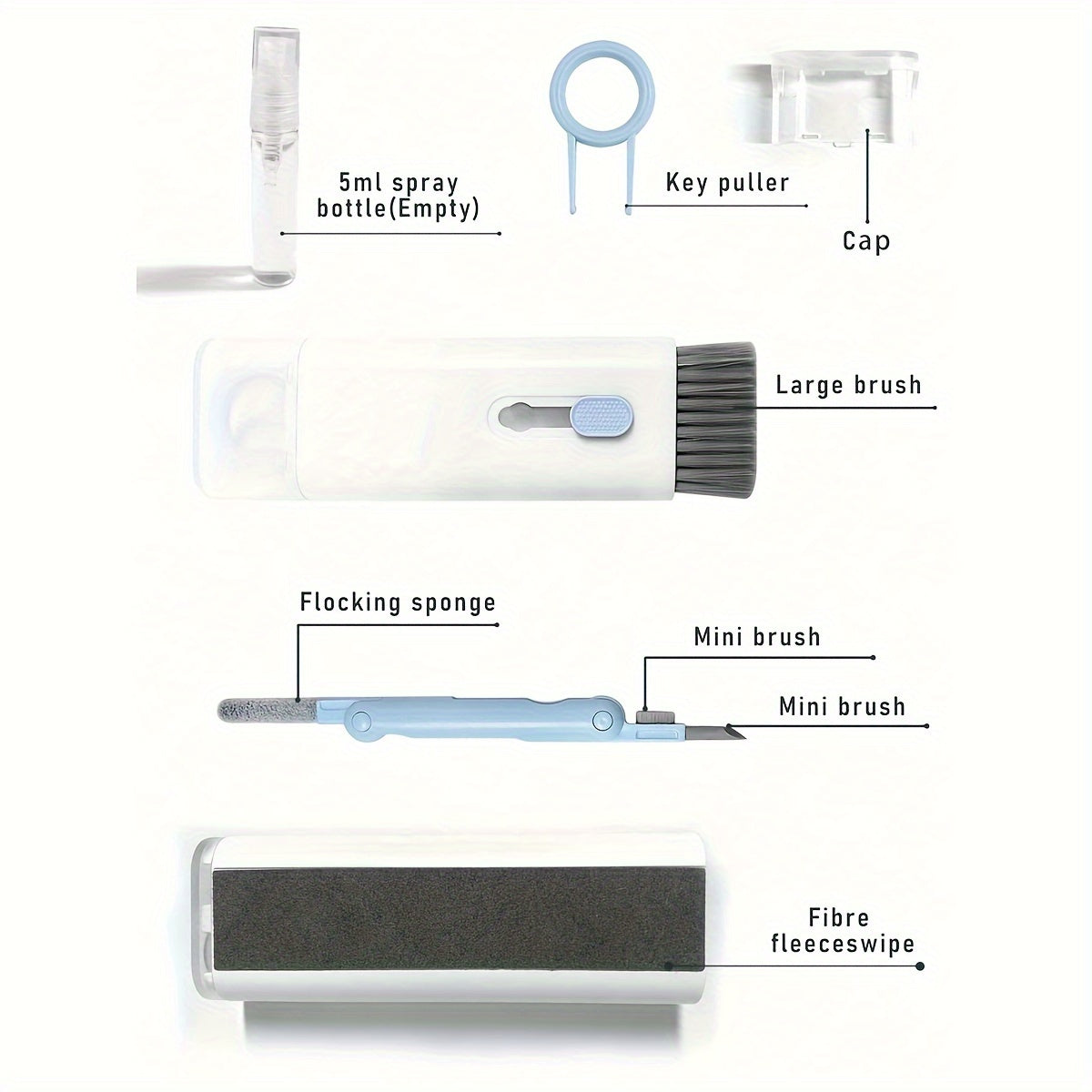 TechTicks Multi-Purpose Cleaning Kit | Microfiber Tip | Soft Bristle Brushes | Spray for Phones, Laptops & More