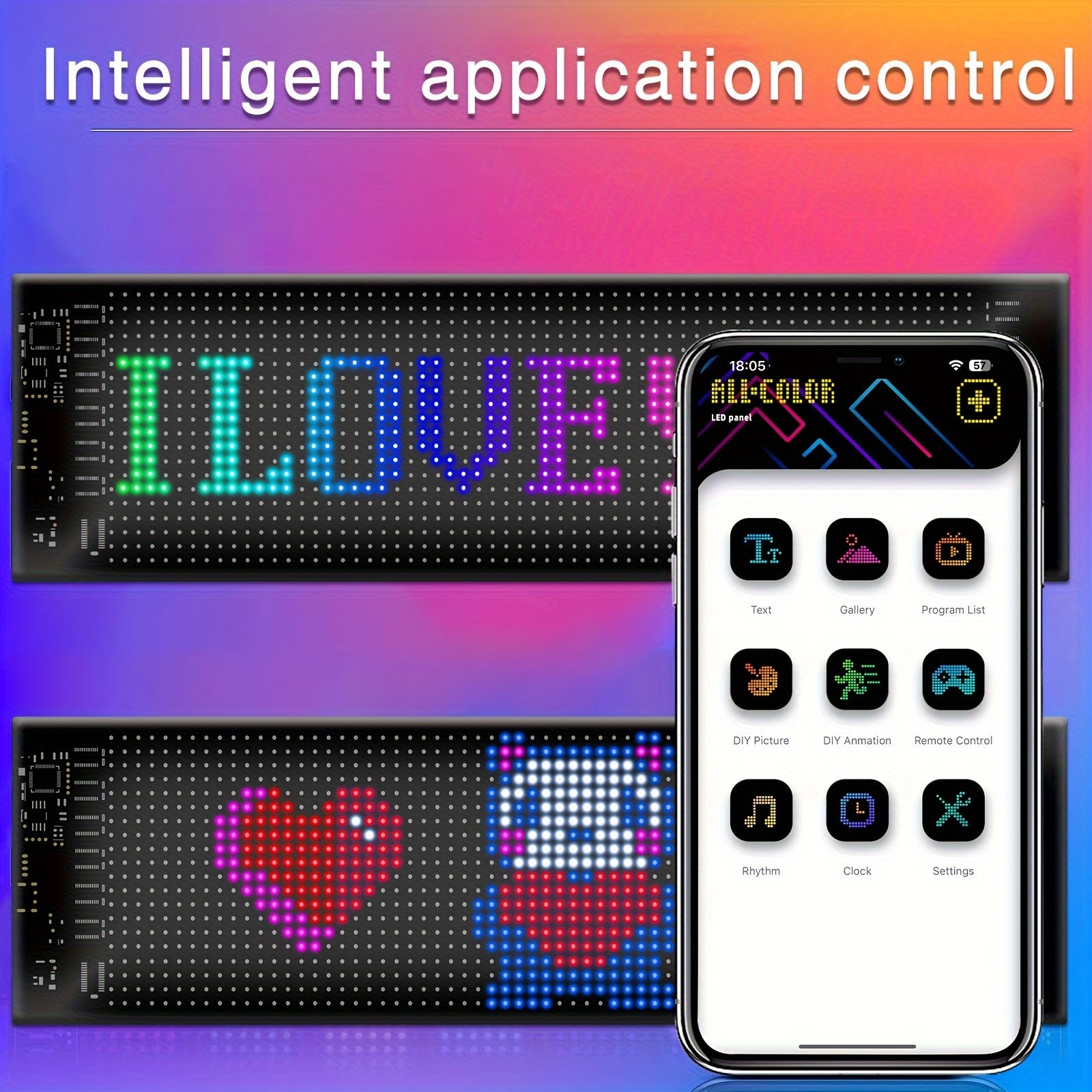 Flexible LED Pixel Display | Programmable RGB Night Light with App Control for Wall, Desk, Gaming & Decor