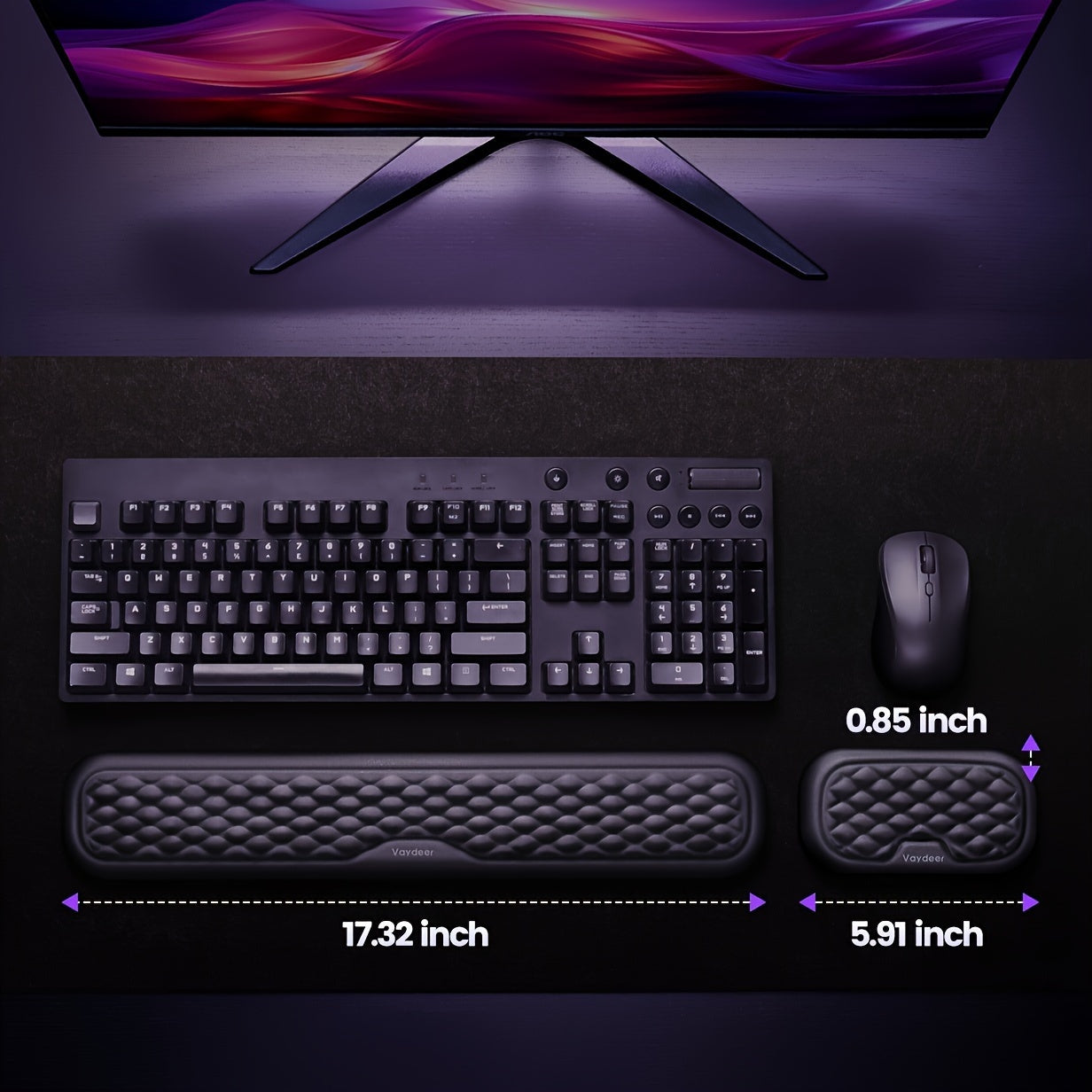 Memory Foam Keyboard & Mouse Wrist Rest Set | Ergonomic Cushion Pads for Comfortable Typing