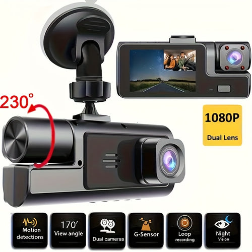 1080P Dual Dash Cam | Front & Inside Car Camera with 170° Wide Angle, Night Vision, 24h Parking Monitor, Loop Recording & G-Sensor