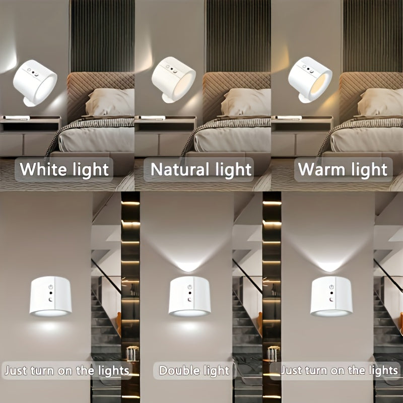 2-Pack LED Wall Sconces with Remote | USB Rechargeable, Touch & Motion Sensor, 360° Rotatable Dimmable Lamps